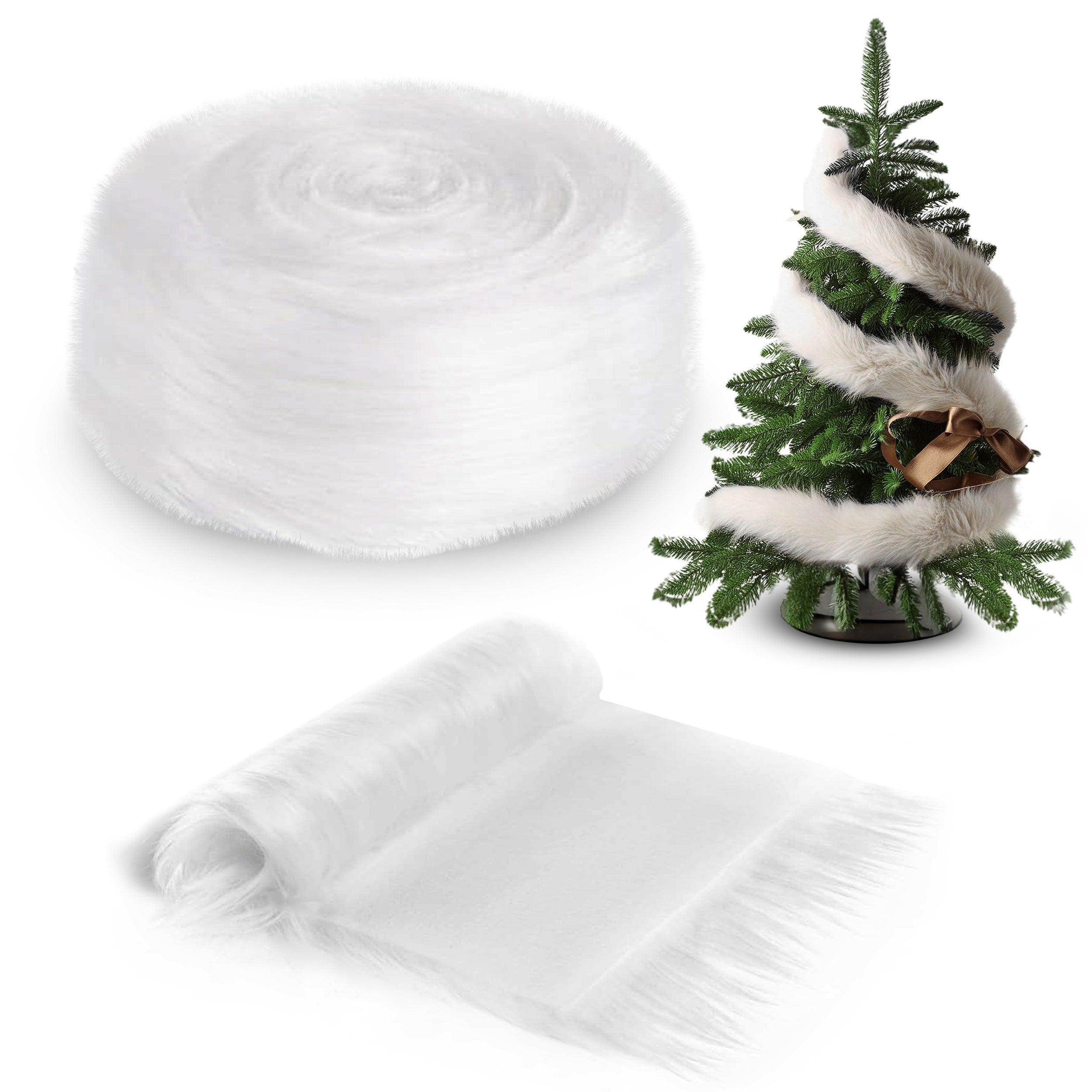Faux Fur Ribbon Trim Fabric Soft White For Crafting