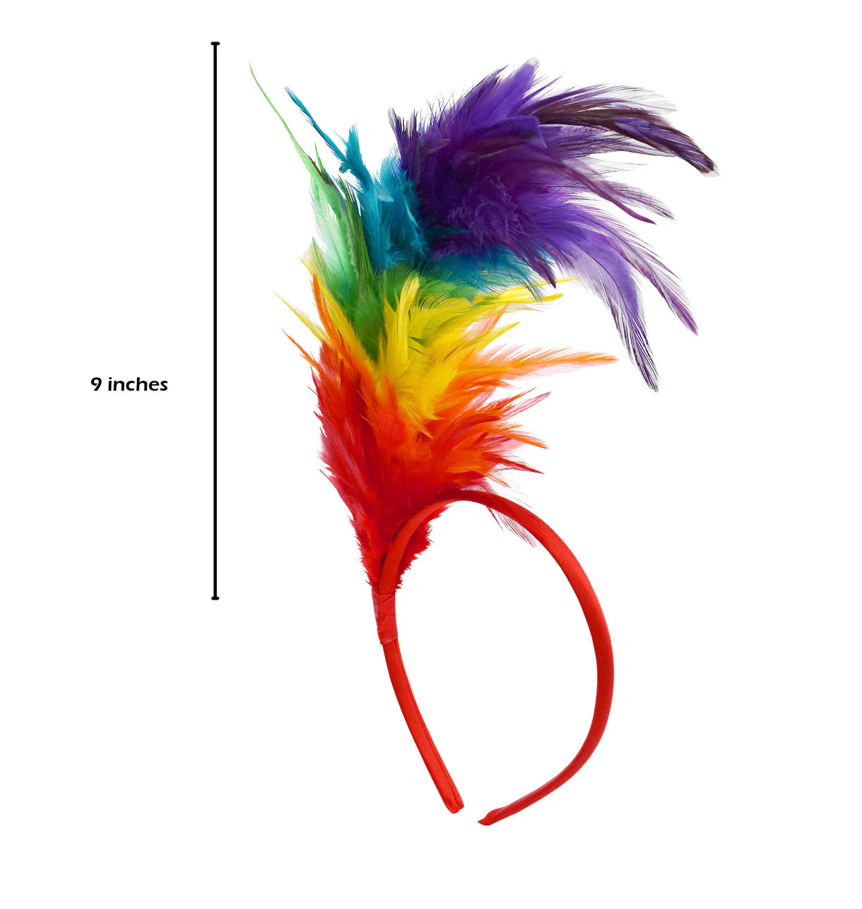 Mardi Gras feather headband — tiered colorful feathers, side-positioned flapper style
