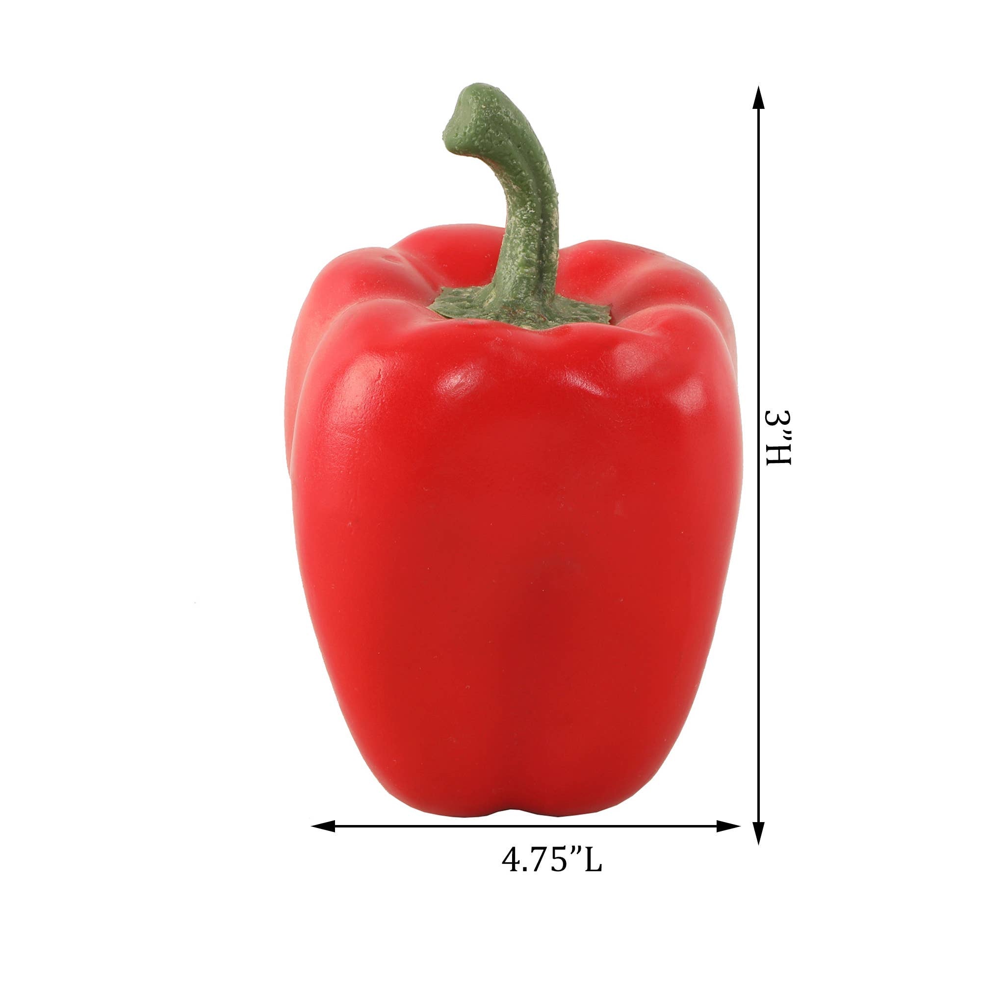 Artificial bell pepper — size comparison showing green and red variants together
