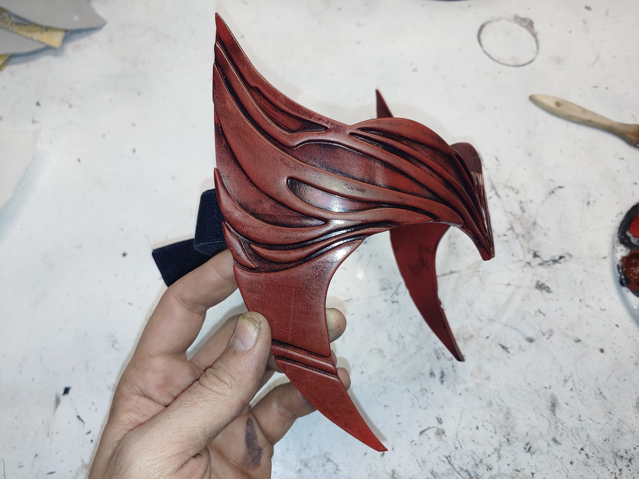 Chaos Witch Headpiece — side view showing sculpted detail and paint finish