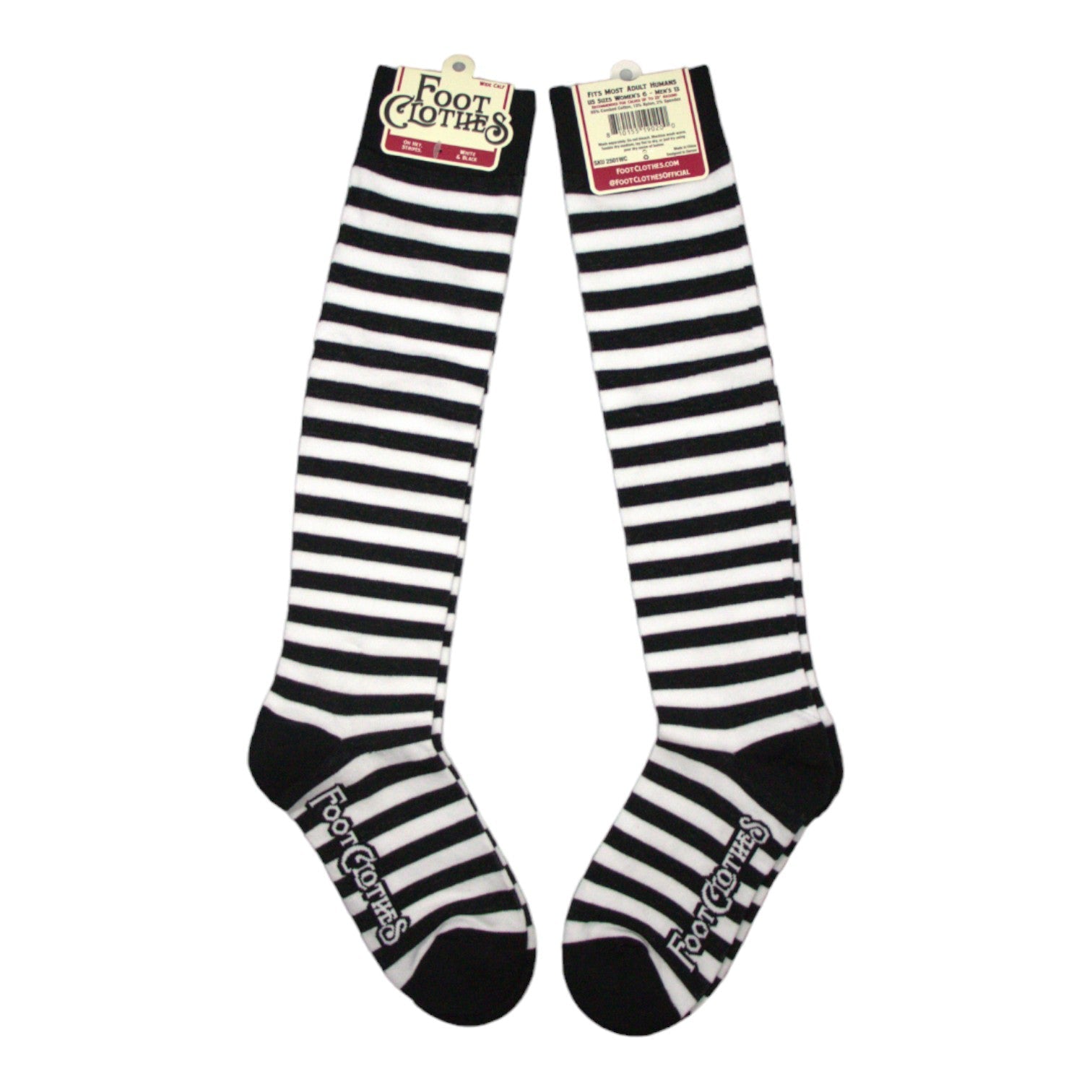 Chaussettes hautes rayées blanches et noires à mollets larges