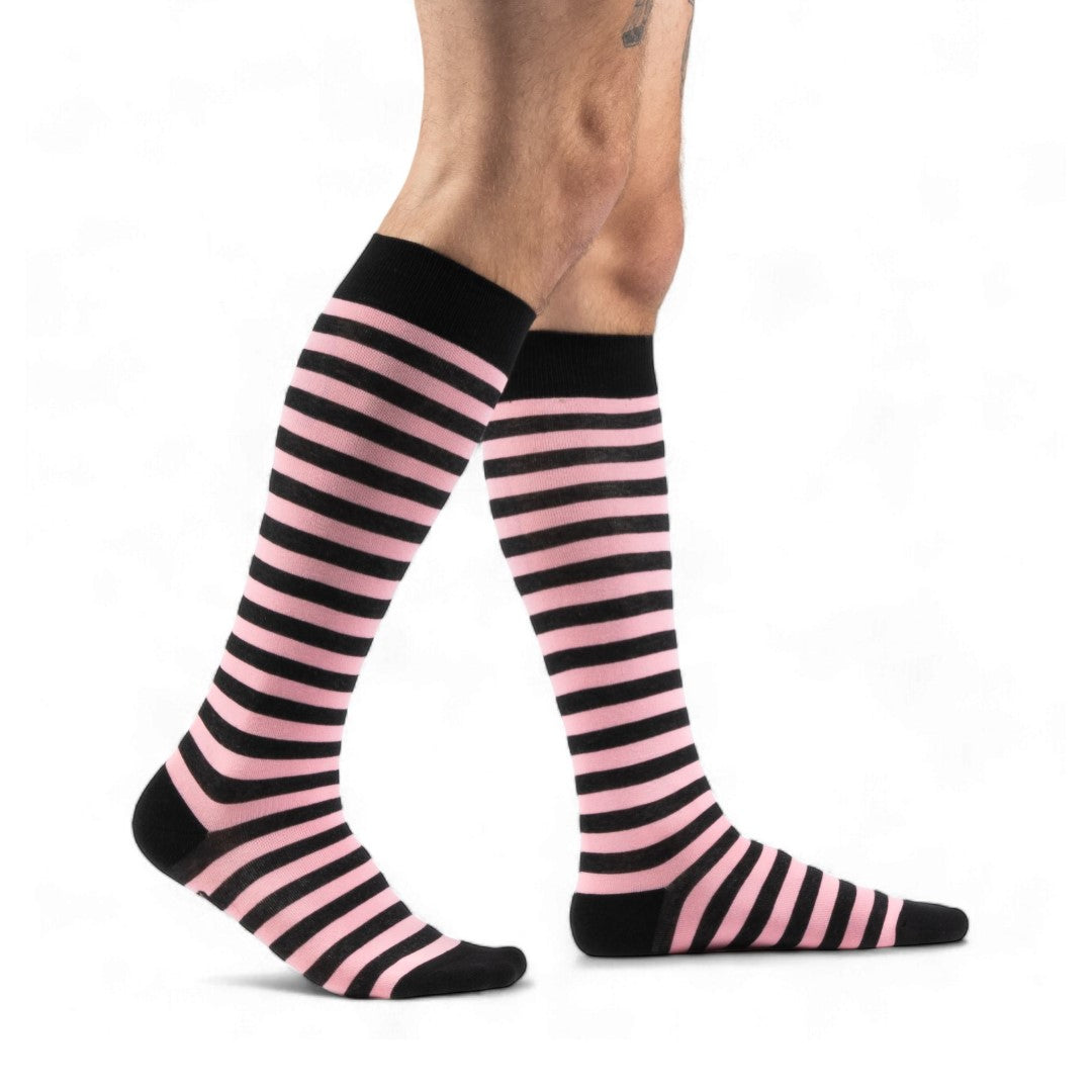 Chaussettes hautes Bubblegum et rayures noires