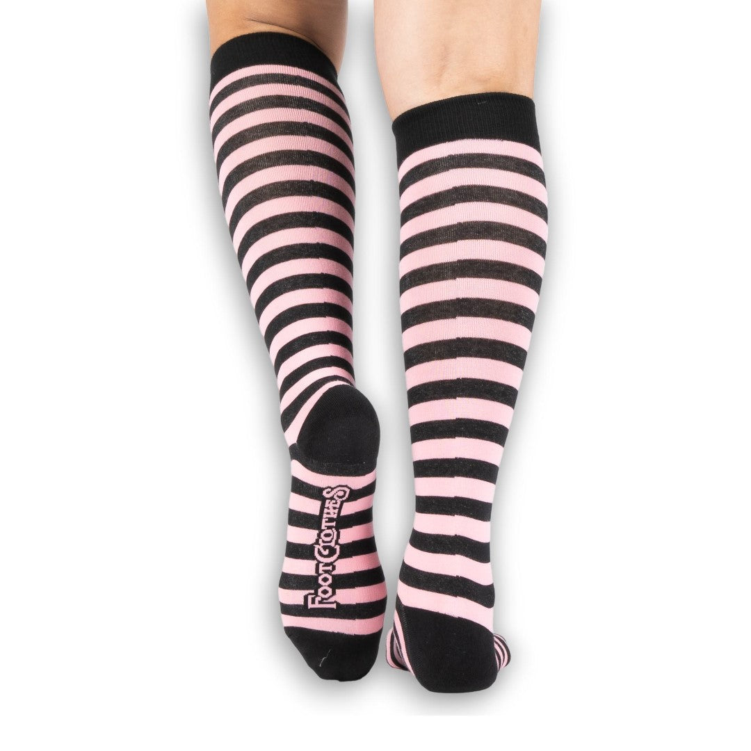 Chaussettes hautes Bubblegum et rayures noires