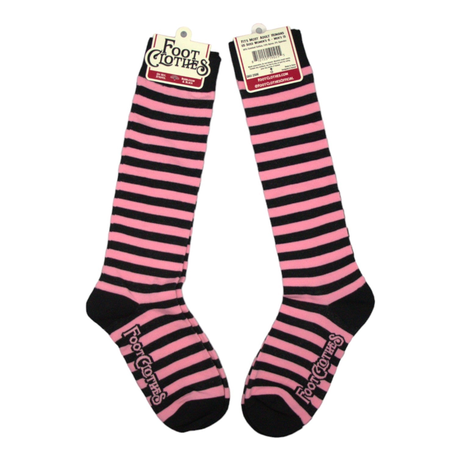 Chaussettes hautes Bubblegum et rayures noires
