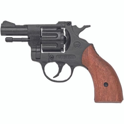 Blank gun — black metal body with wooden handle