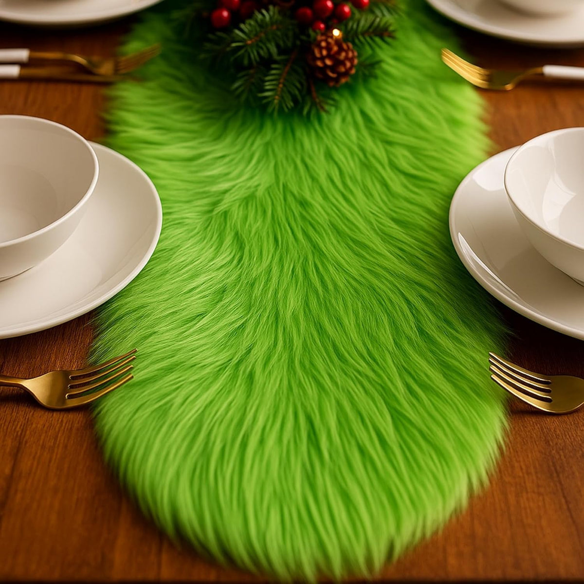 Faux Fur Table Runners – Elegant Decor for Every Occasion - Dark Gray