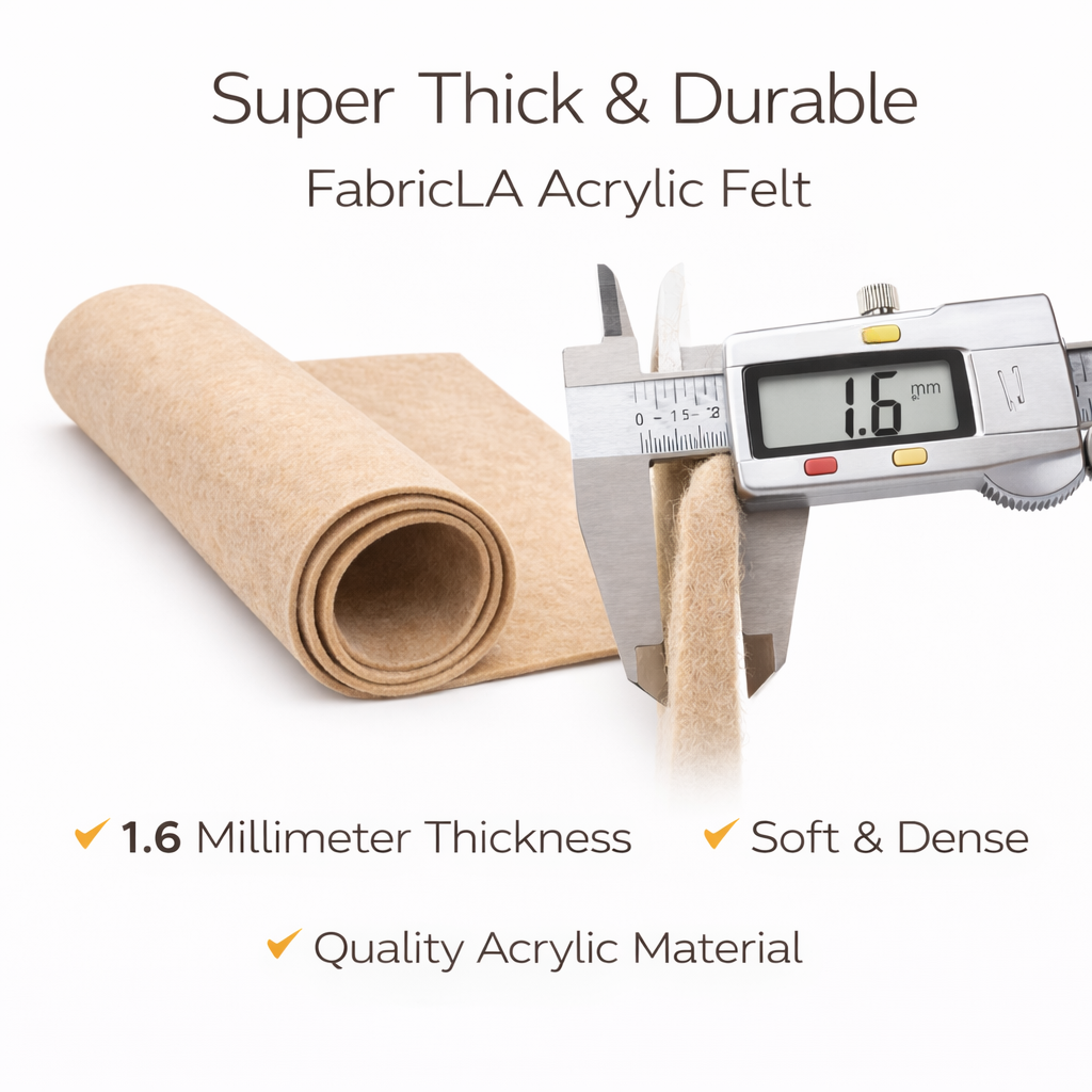 Ivory Acrylic Felt Fabric 1.6mm – 72" Wide, 160 GSM | By the Yard | FabricLA