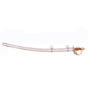 Cavalry sword — brown handle variant with brass guard and metal scabbard