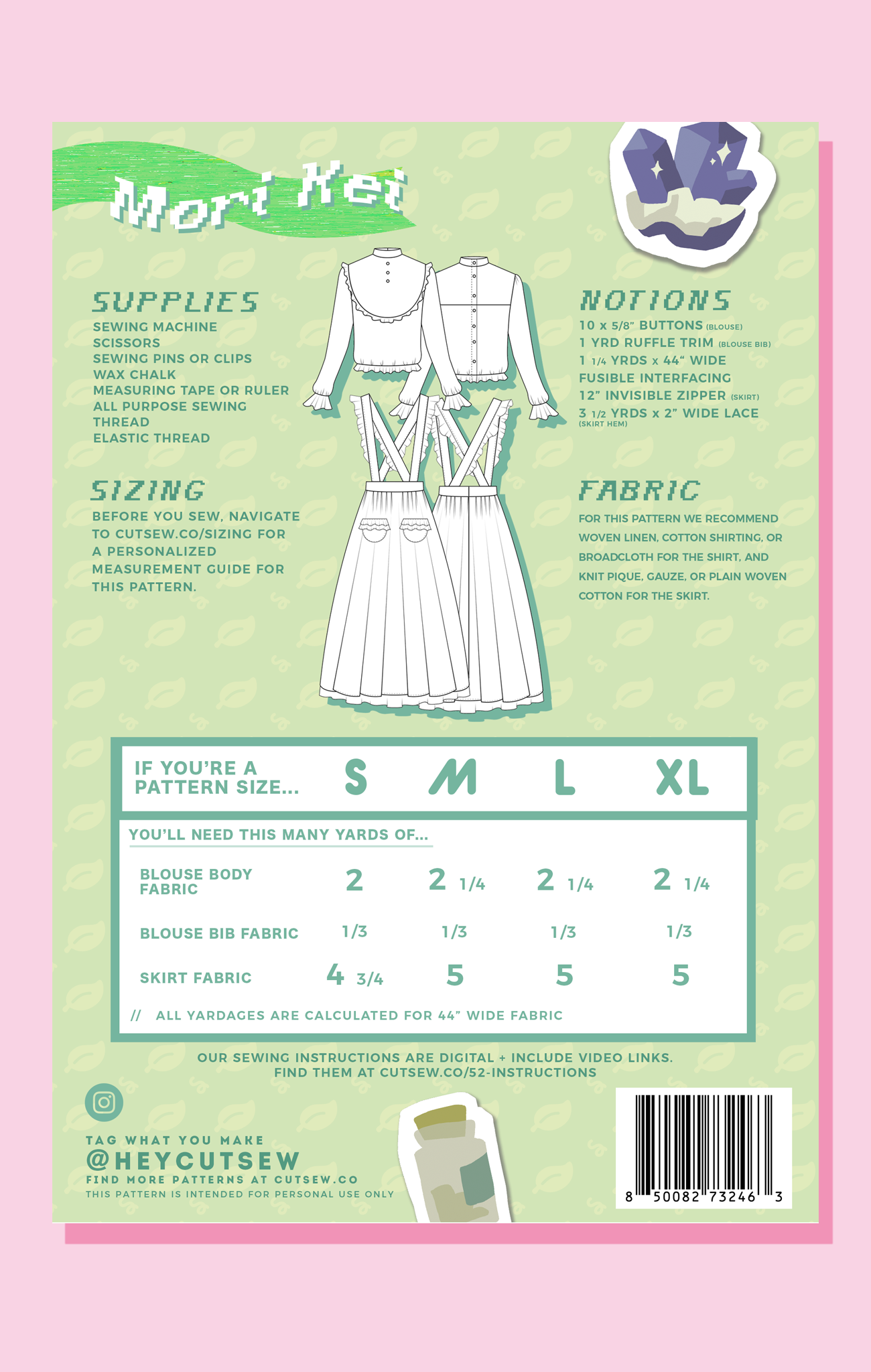 052 Mori Kei — pattern back with construction instructions