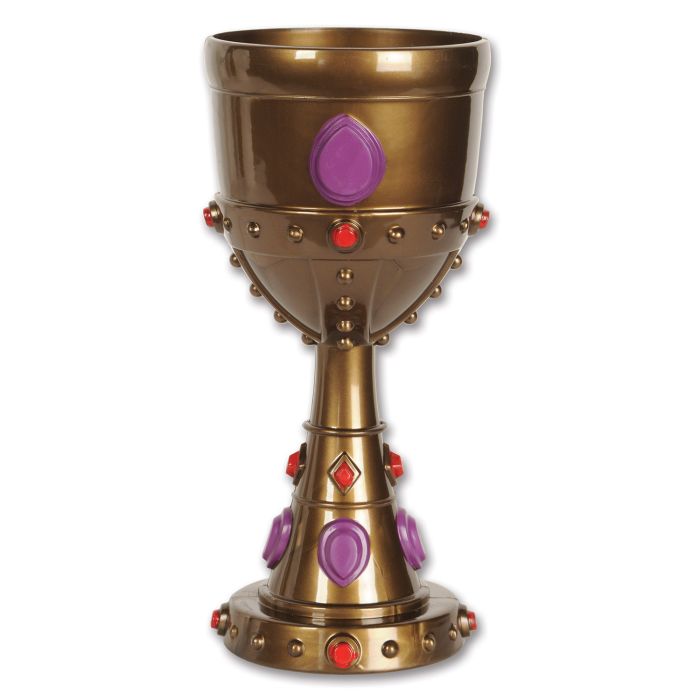 Plastic jeweled goblet stage prop — ornate gem embellishments, medieval style