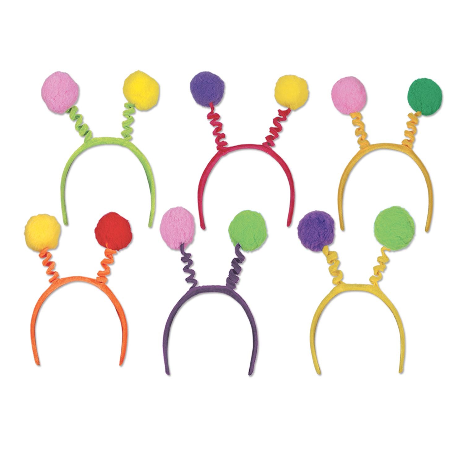 Soft-Touch Pom-Pom Boppers — assorted colors, snap-on headband