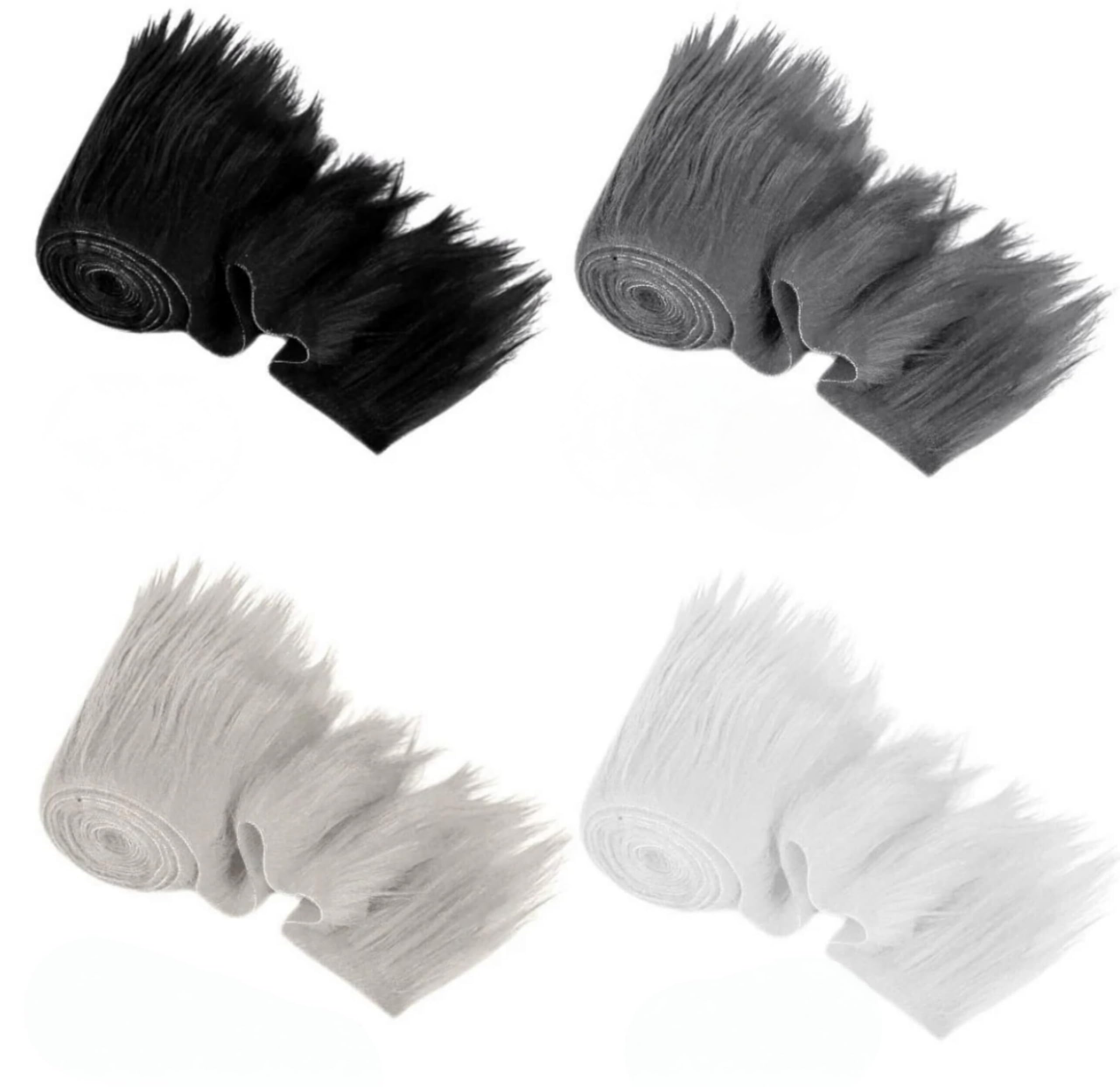 Faux Fur Fabric Trim For Crafts Mix Fur Ribbon Pack of 4
