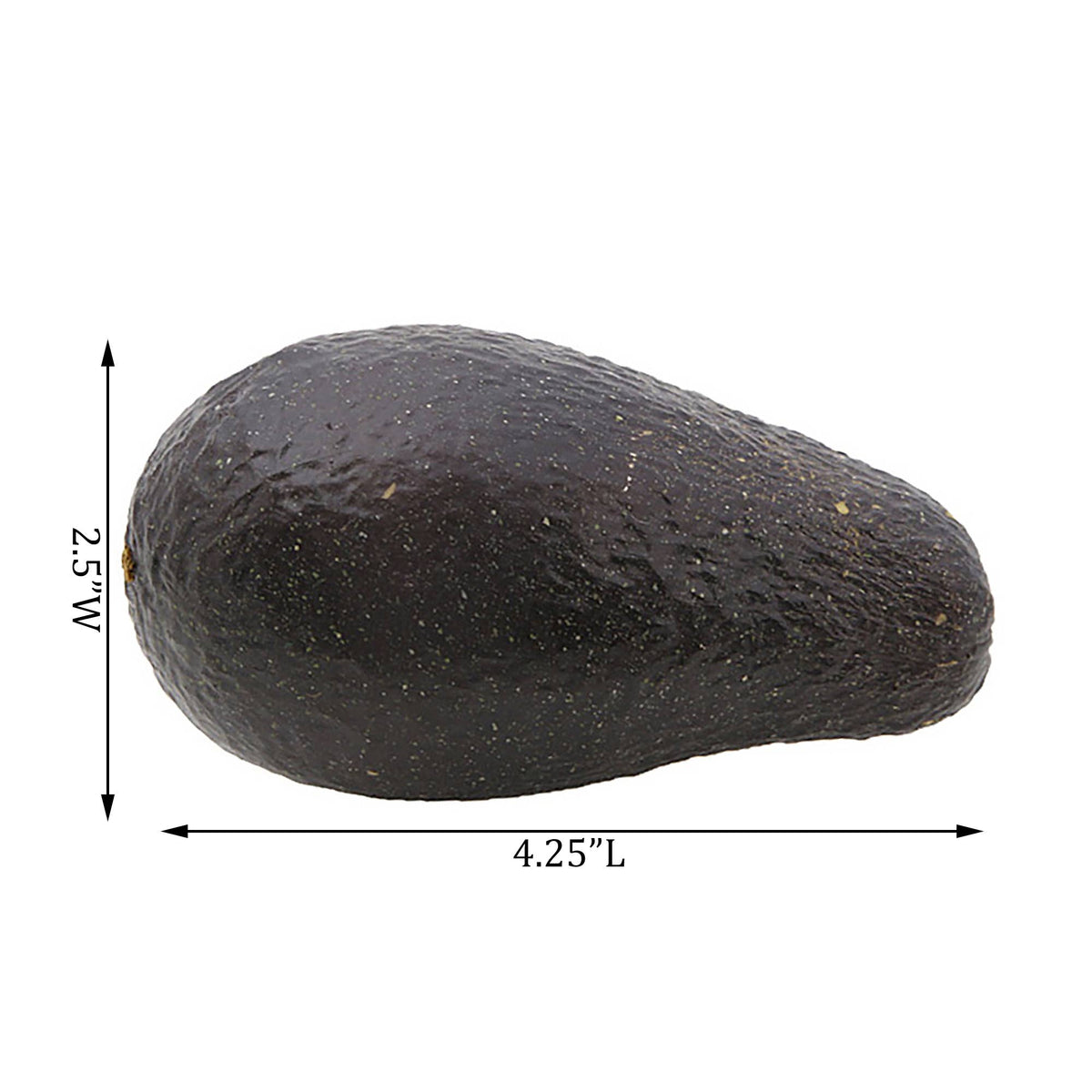 Faux avocado halves displayed open showing realistic pit and flesh coloring