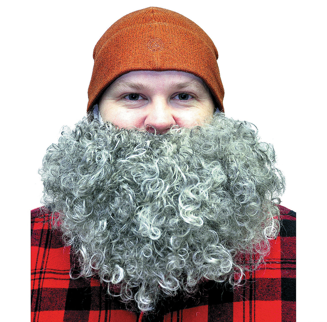 Big Bushy Beard — packaged view showing grey, brown, and white synthetic beard variants