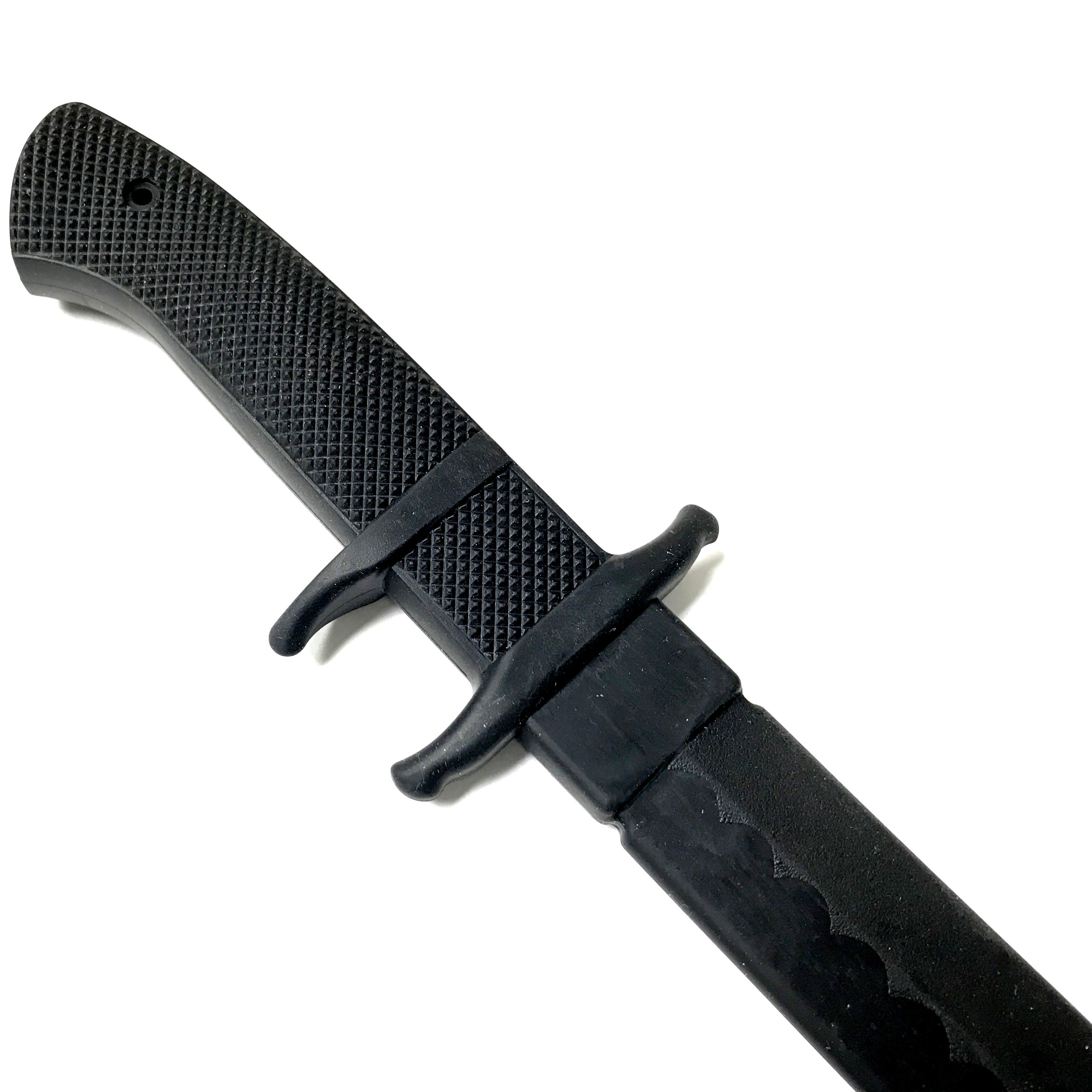 Couteau d'entraînement noir 11,9 pouces - Accessoire de contact en caoutchouc solide avec lame sûre