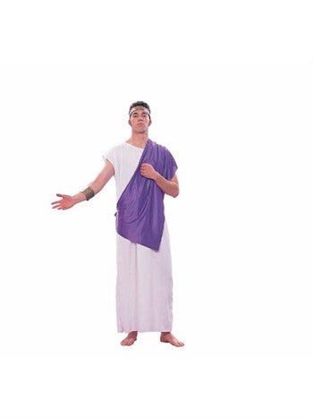 Roman Senator costume — white draped toga with gold trim