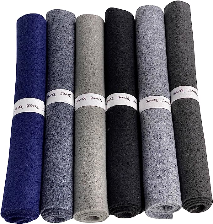 Colorful Craft Felt Rolls 6 Pack 12X18 Inch Colorful Grays