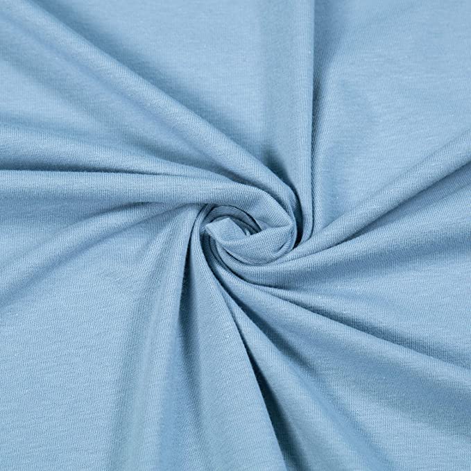 FabricLA 10 oz Cotton Spandex Jersey Knit Fabric – 4-Way Stretch | Dusty Blue