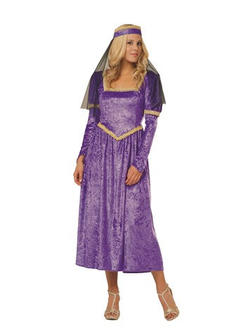 Renaissance Princess costume — blue velvet dress with trim, adult std 8–10
