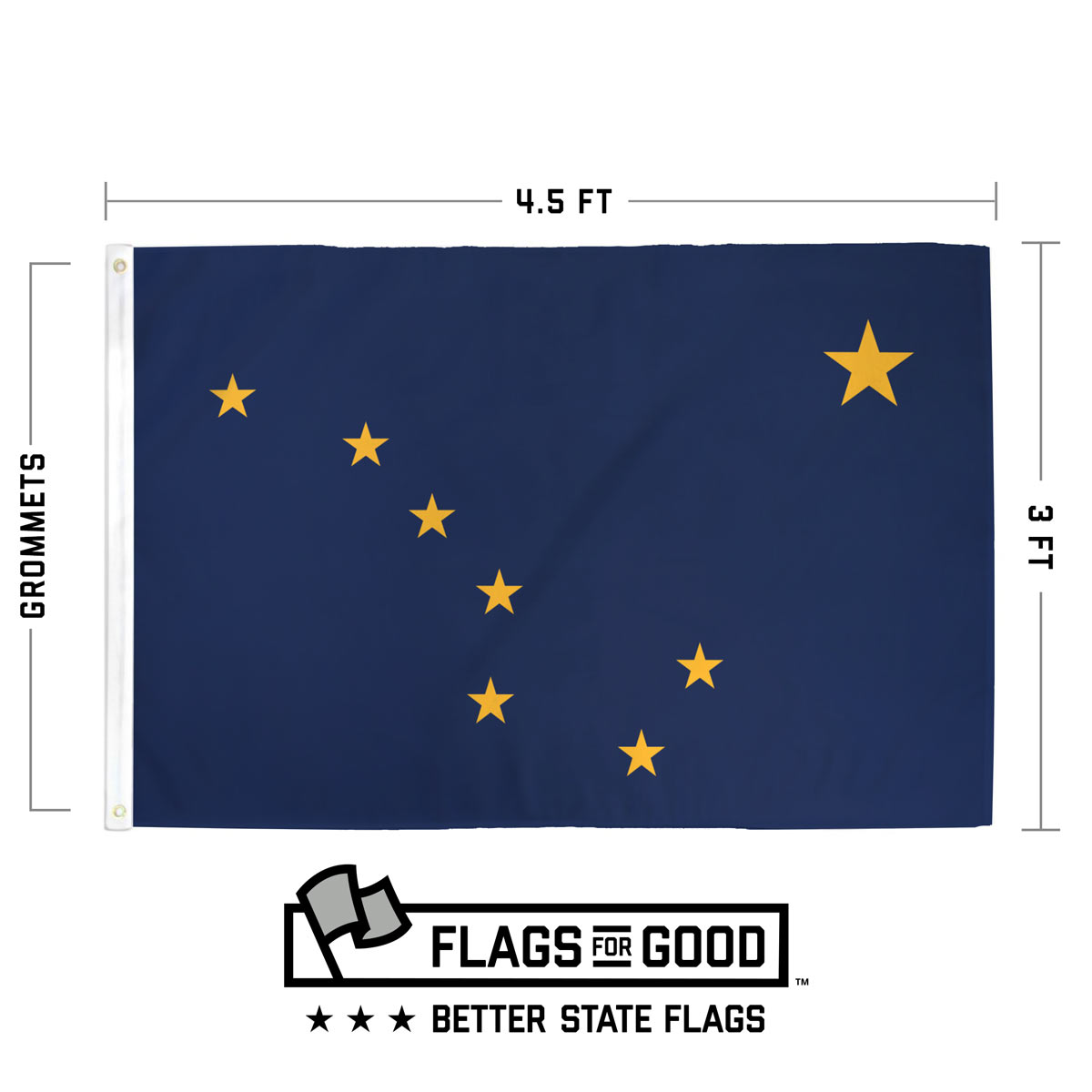 Alaska State Flag specs diagram showing size and construction details