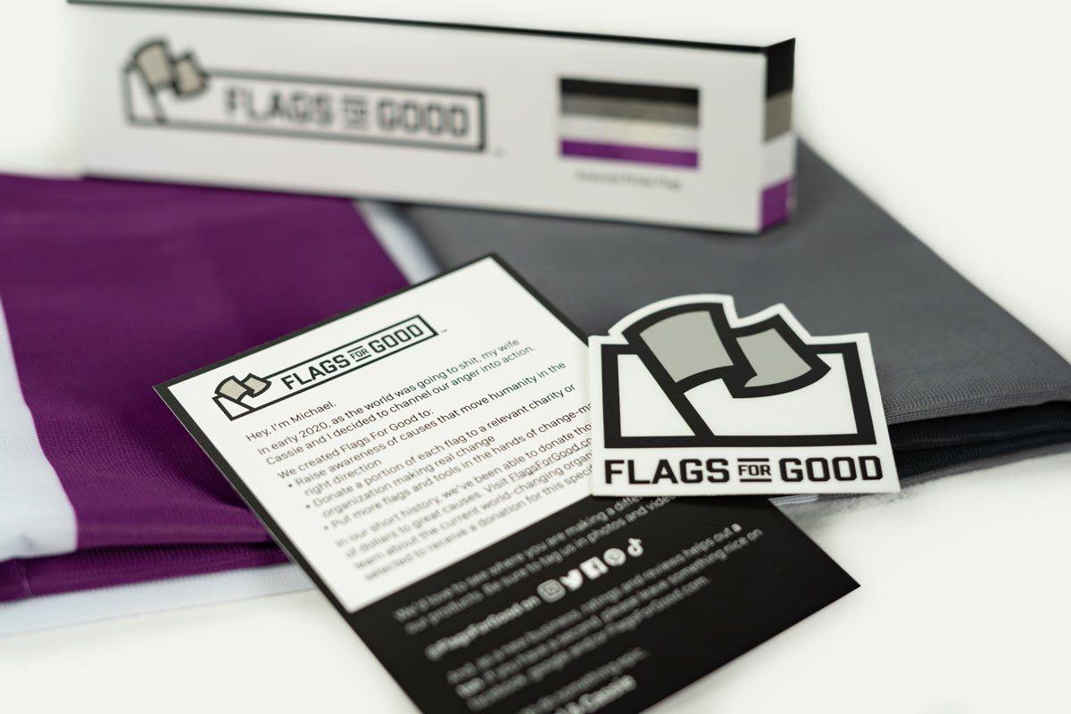 Asexual Pride flag unfolded flat, showing full four-stripe design
