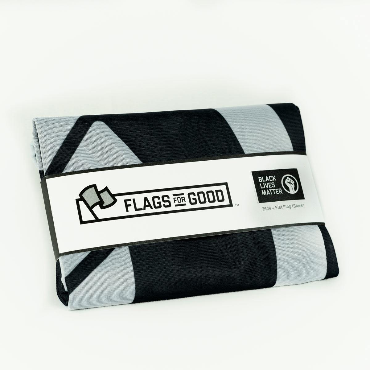 Black Lives Matter + Fist flag — folded view showing packaging