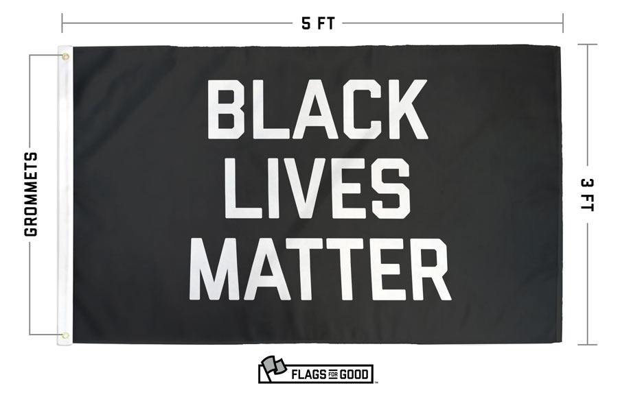 Black Lives Matter flag specs — size and construction details diagram