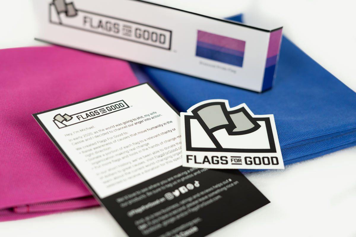 Bisexual Pride flag unfolded flat, showing full pink, purple, and blue stripe design