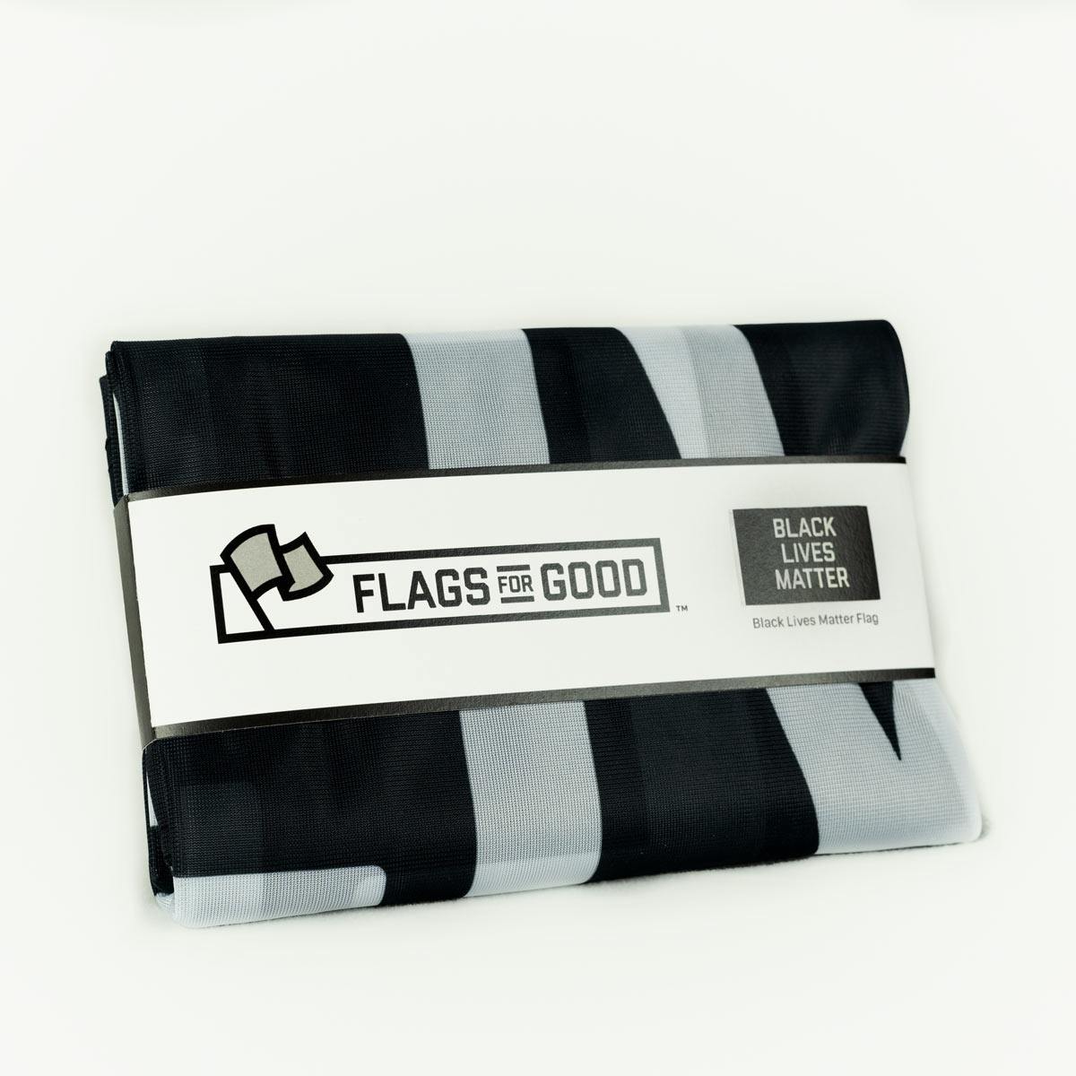 Black Lives Matter flag — folded view showing packaging