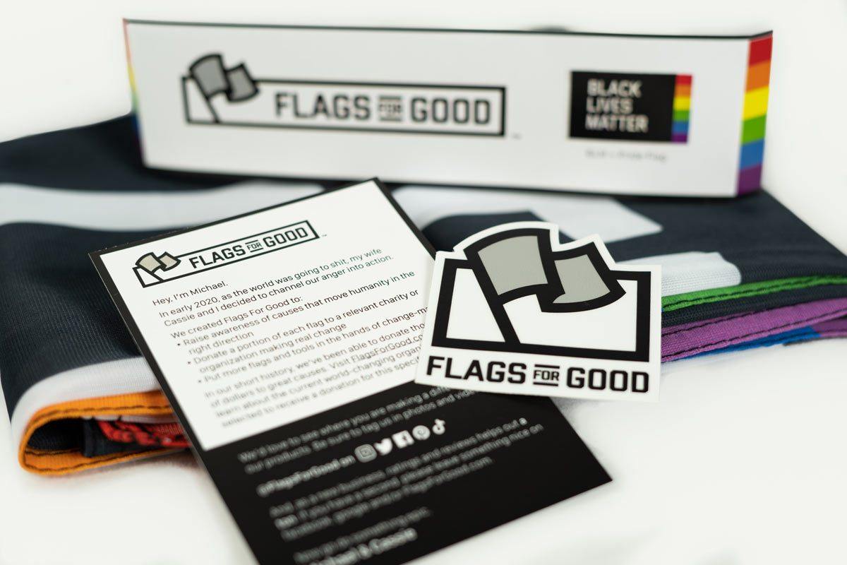 Black Lives Matter + Pride Flag — unfolded flat lay showing full design