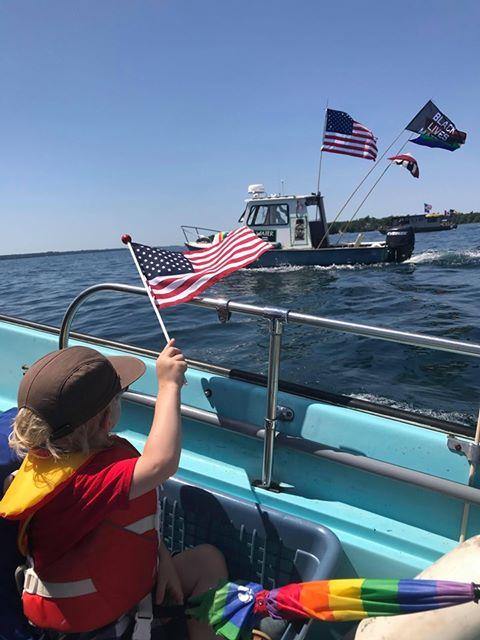Black Lives Matter flag — displayed on boat mast