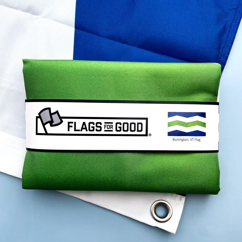 Burlington, Vermont Flag — flat lay showing full design detail