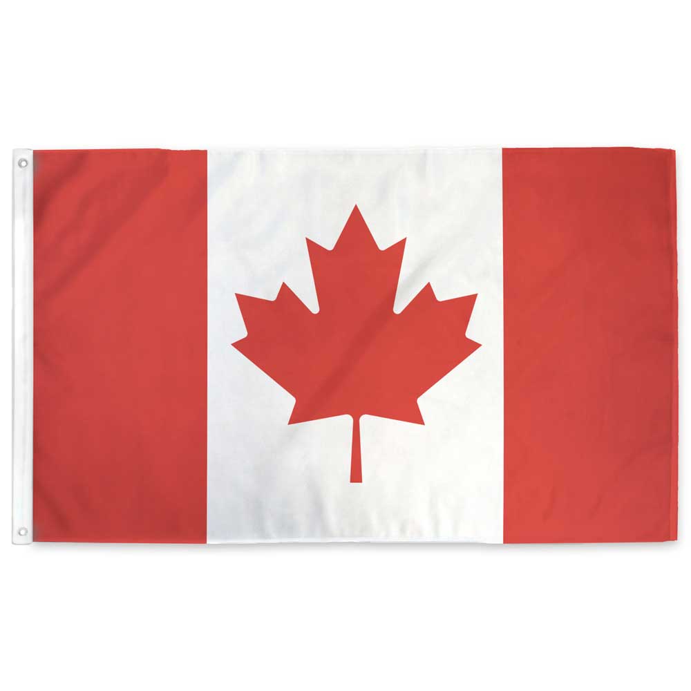Canada Flag — red and white maple leaf design, 3'x5' with grommets