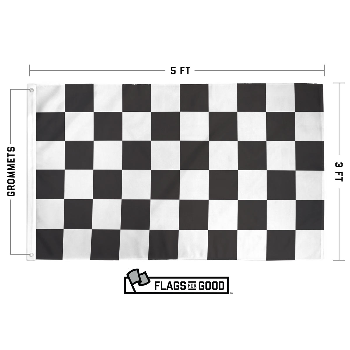 Checkered racing flag specs — size, material, and construction details