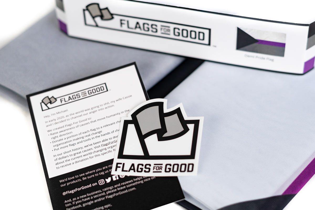 Demisexual pride flag — unfolded flat lay showing full flag design