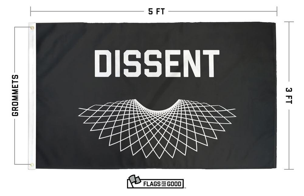 RBG Dissent flag — size variants and construction specs diagram