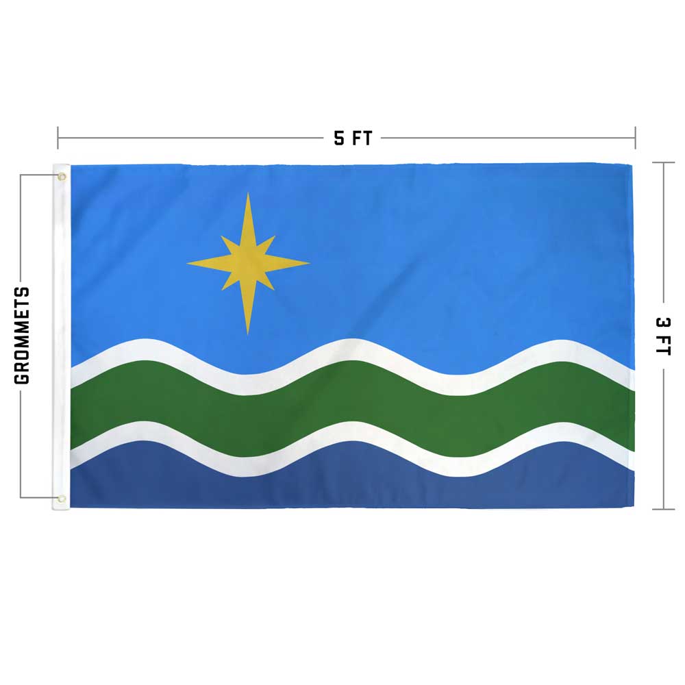 Duluth flag design specifications showing colors, proportions, and symbol details