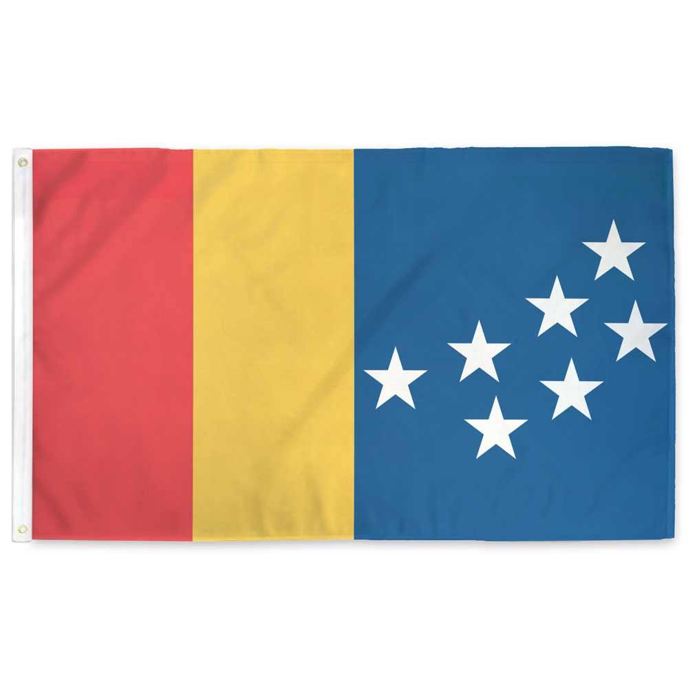 Durham, North Carolina city flag — blue field with seven gold stars and city name