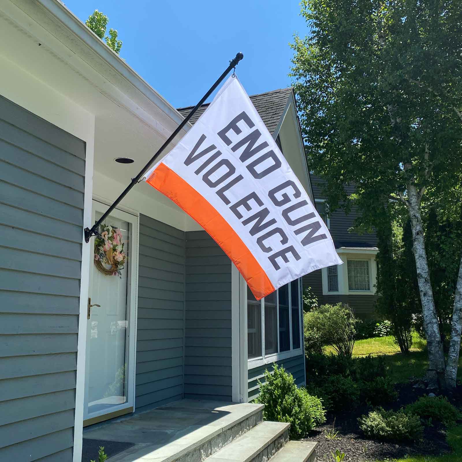 End Gun Violence flag displayed on a house exterior