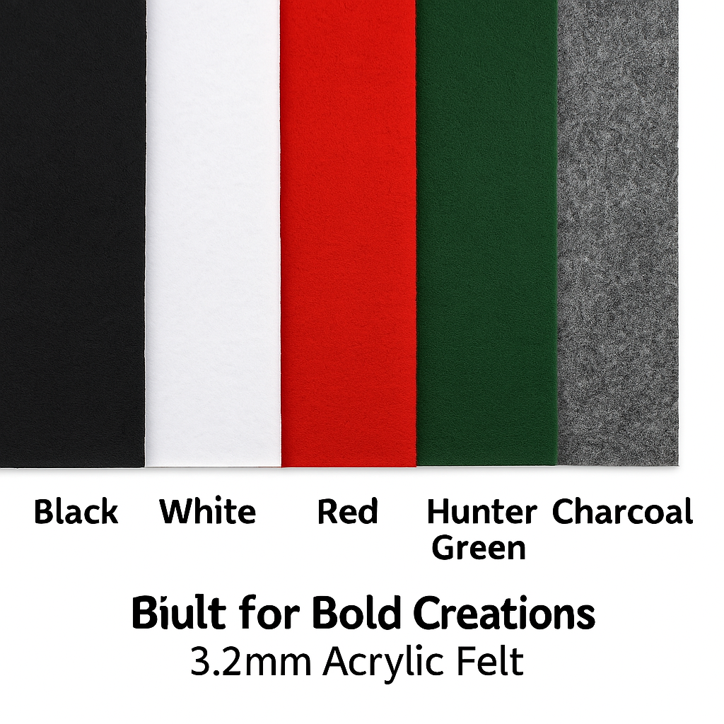 Acrylic Felt Sheets 9x12" – 3.2mm Thick Multi-Color Packs