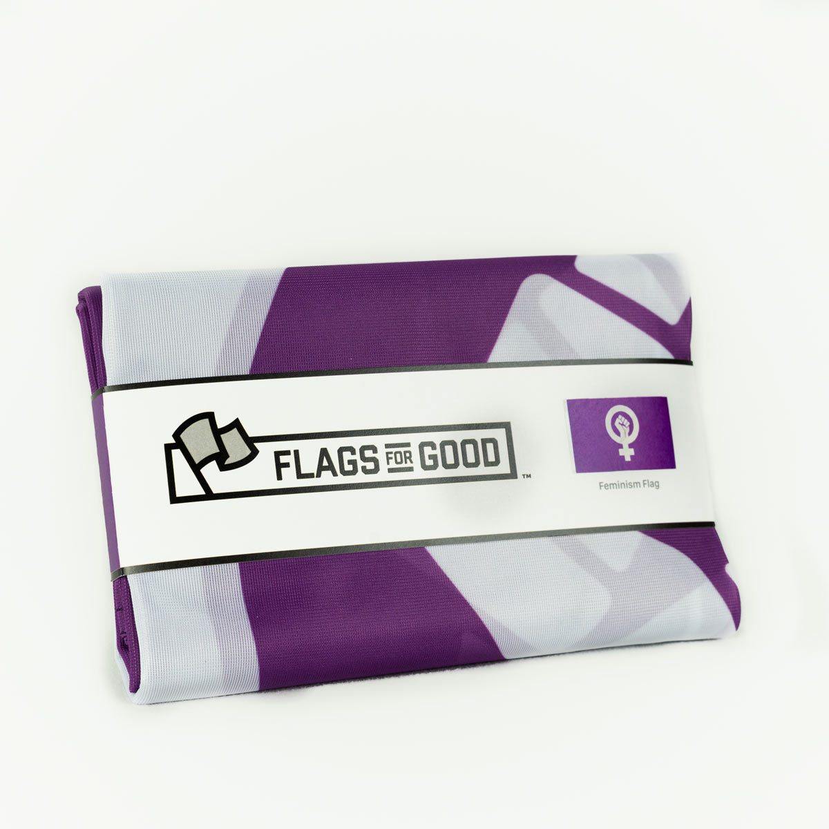Feminism Flag — folded view showing flag packaging