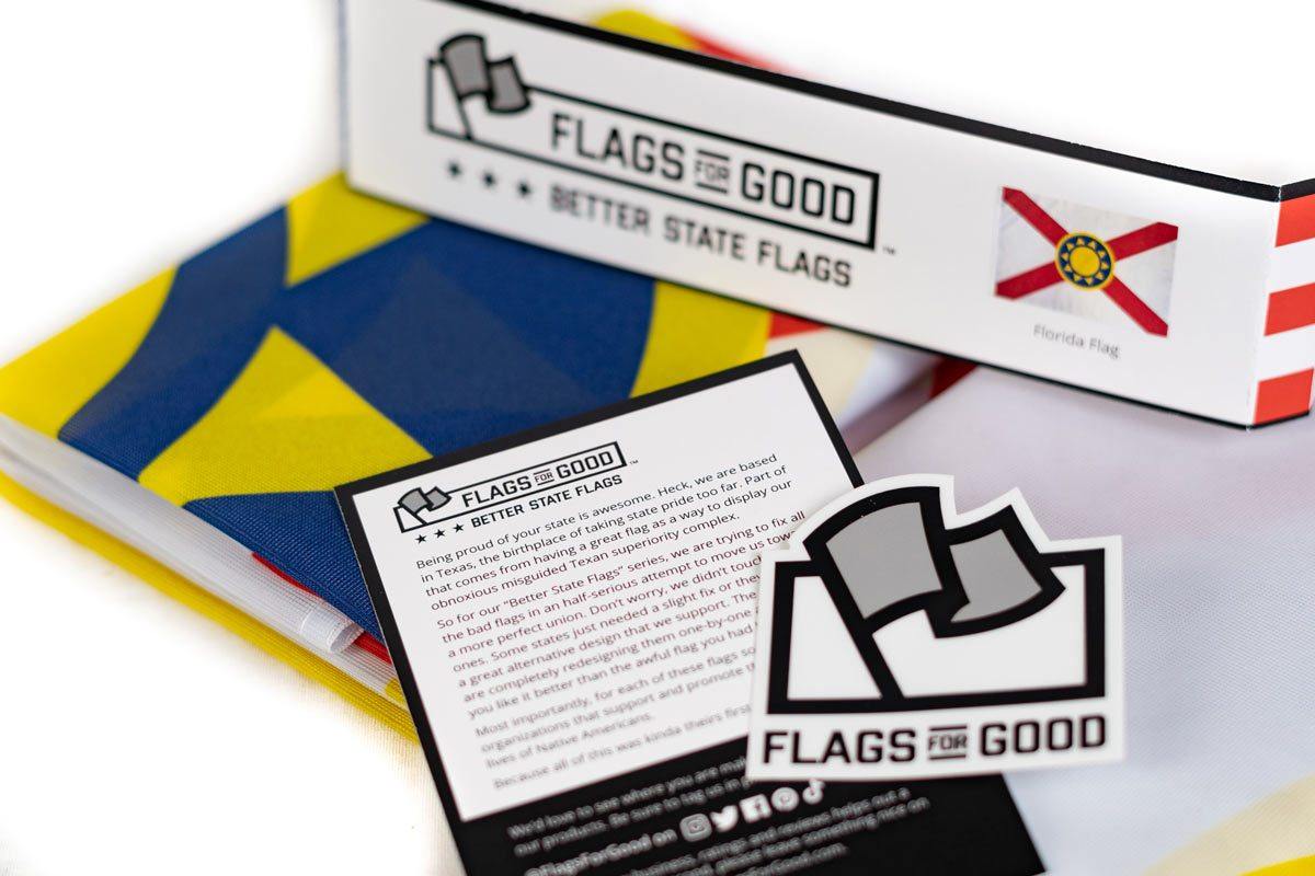Florida Sunshine Flag — unfolded flat lay showing full design