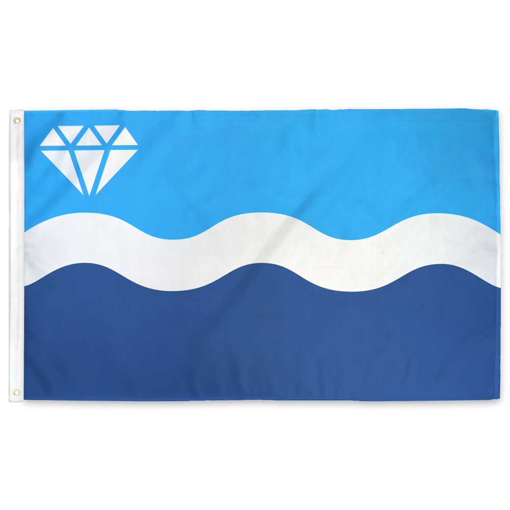 Frankfort, Indiana city flag — light blue, dark blue, and white with wavy line design