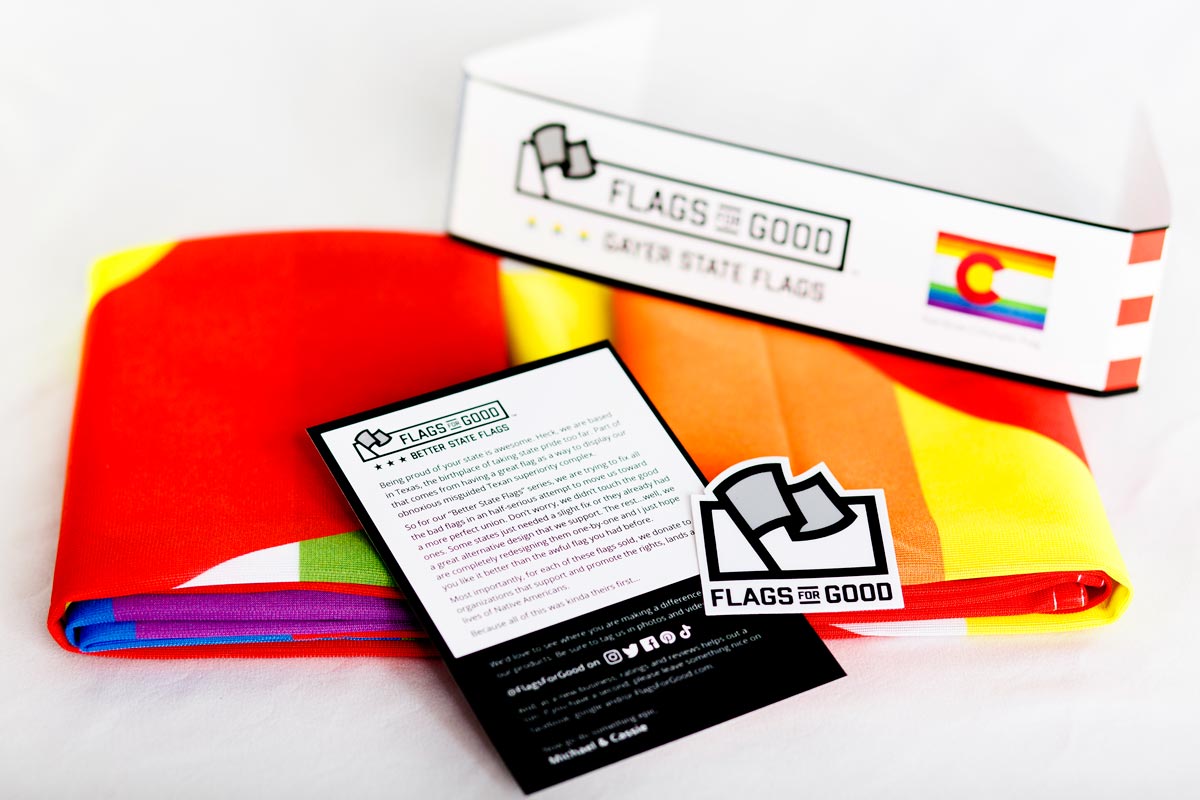 Rainbow Colorado Pride Flag — unfolded flat lay showing full design