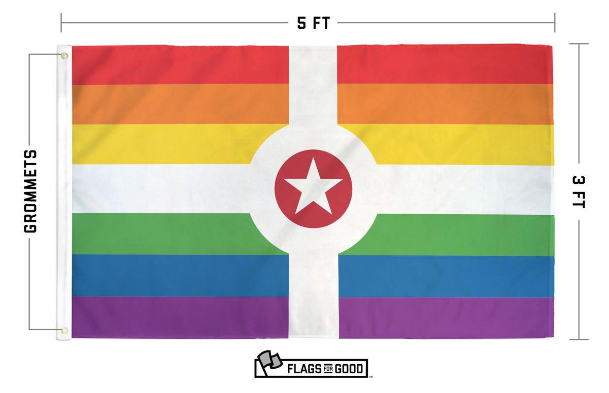 Rainbow Indianapolis Pride Flag size and specification diagram