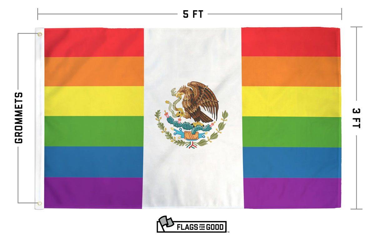 Mexico Rainbow Pride Flag specs — size, material, and construction details