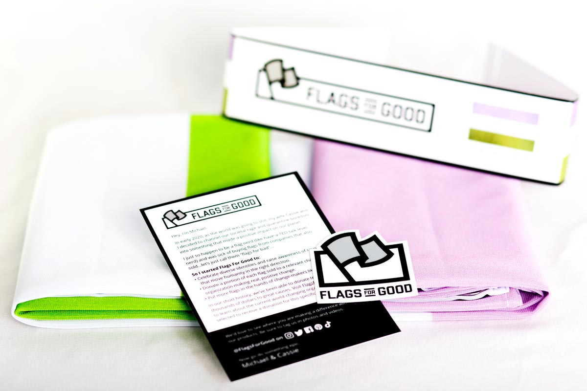 Genderqueer Pride Flag unfolded flat, full stripe detail