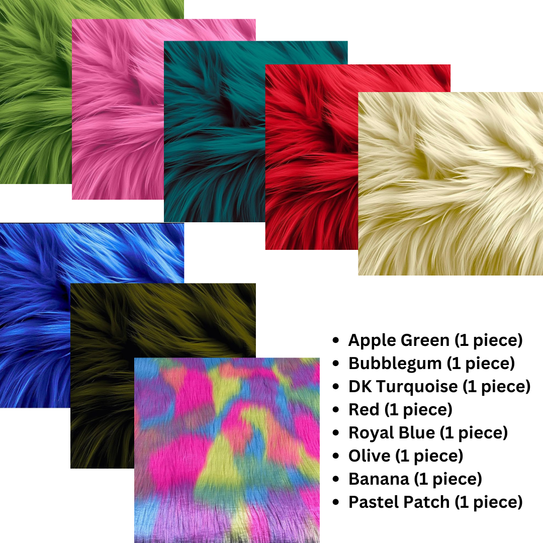 Faux Fur craft patches 10X10 Inch Shaggy DIY Patches 8 Pack