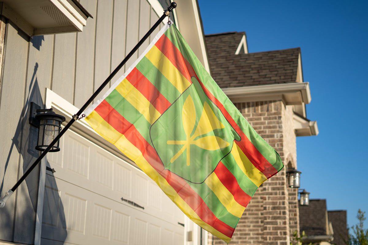 Kanaka Maoli flag flying on a flagpole