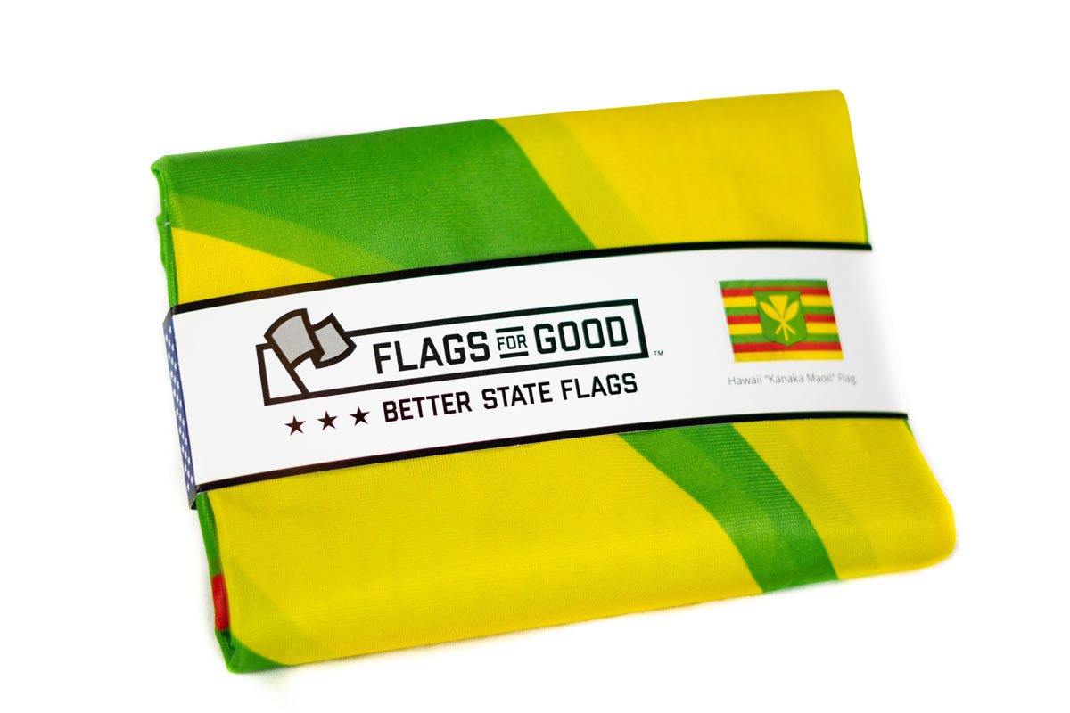 Kanaka Maoli flag — folded view showing green, red, and yellow striped design